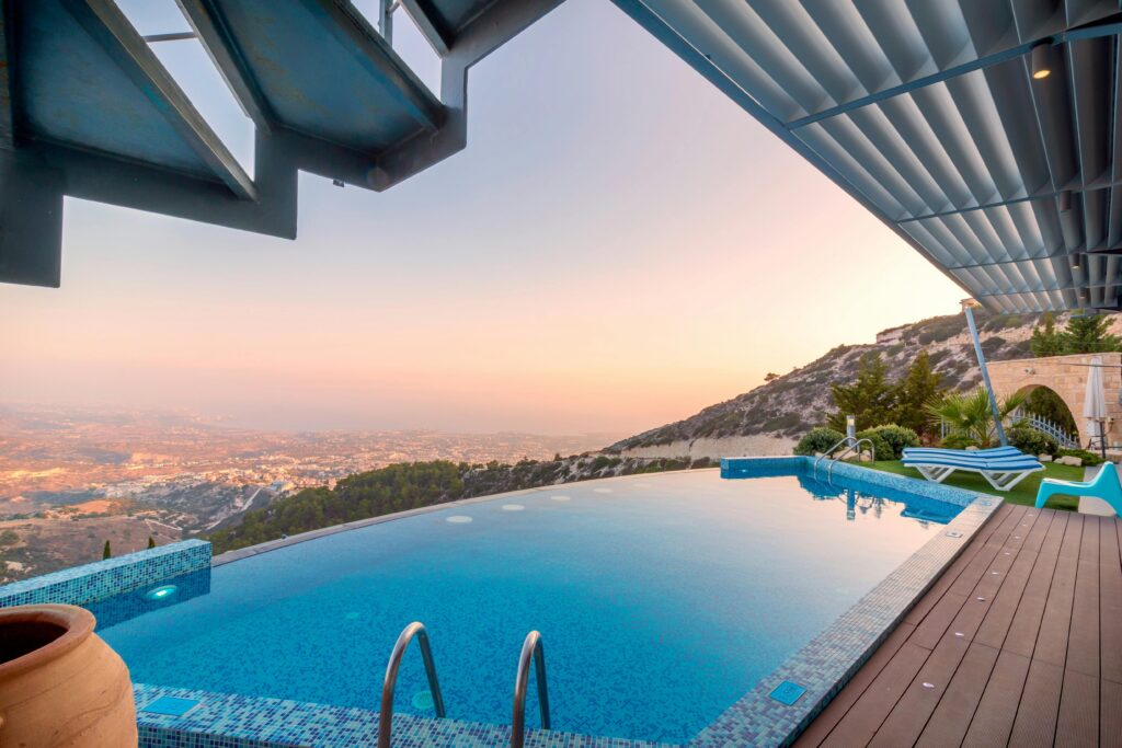 pool overlooking city lights